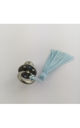 Ciuccio Peltro Con Strass Nappina e Box Celeste