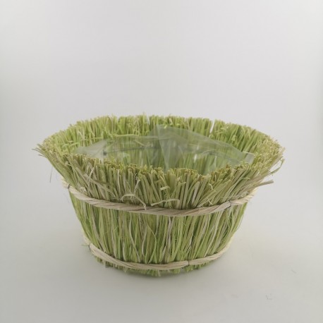 Cestino in Rafia Colorata Verde