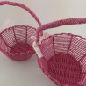 Set 2 Cestini Tondi In Ferro e Carta Fucsia