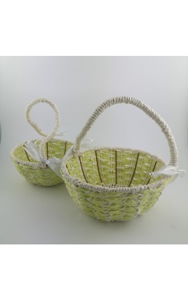 Set 2 Cestini Tondi In Ferro e Carta Verdi