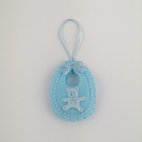 Sacchetto Portaconfetti in TNT a Bavaglio Celeste con Orsacchiotto Baby