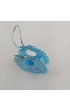 Sacchetto Portaconfetti in TNT a Bavaglio Celeste con Orsacchiotto Baby