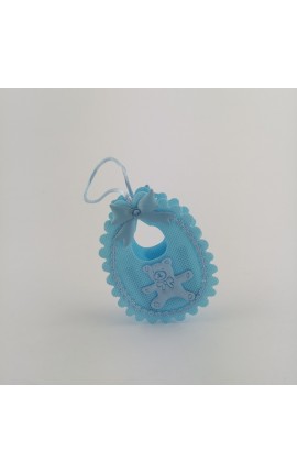 Sacchetto Portaconfetti in TNT a Bavaglio Celeste con Orsacchiotto Baby
