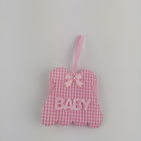 Sacchetto Portaconfetti in TNT Vestina a quadretti Rosa Baby
