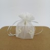 Sacchetto Portaconfetti in Tulle Bianco con Fiorelloni