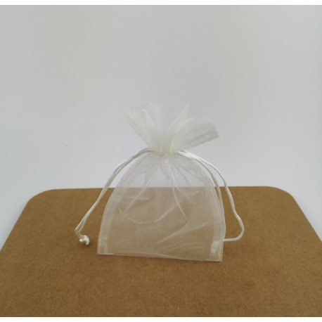 10 Sacchettini Portaconfetti in Organza Biano/Oro/Rosso