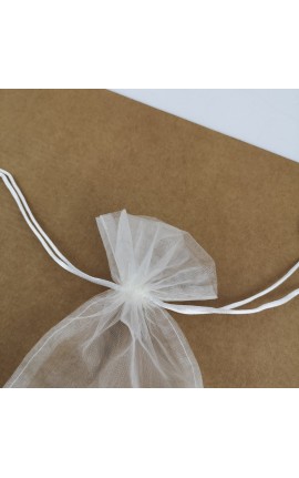 10 Sacchettini Portaconfetti in Organza Biano/Oro/Rosso