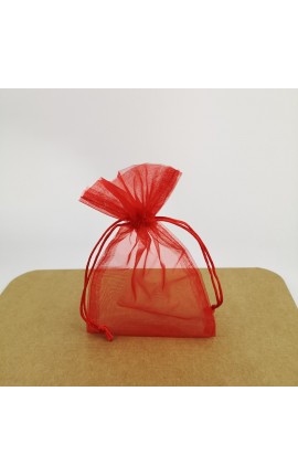 10 Sacchettini Portaconfetti in Organza Biano/Oro/Rosso