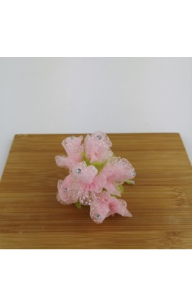 Mazzetto da 10 Rose in Organza Rosa con Strass Accessorio Decorativo