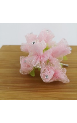 Mazzetto da 10 Rose in Organza Rosa con Strass Accessorio Decorativo