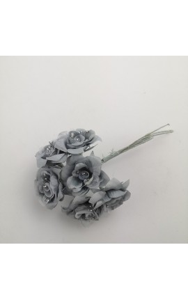 Mazzetto da 6 Rose Grigie Accessorio Decorativo