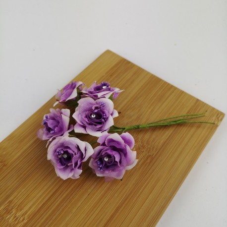 Mazzetto da 6 Rose Viola con Puntoluce Accessorio Decorativo