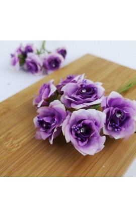 Mazzetto da 6 Rose Viola con Puntoluce Accessorio Decorativo