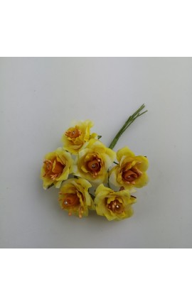 Mazzetto da 6 Rose Gialle con Puntoluce Accessorio Decorativo