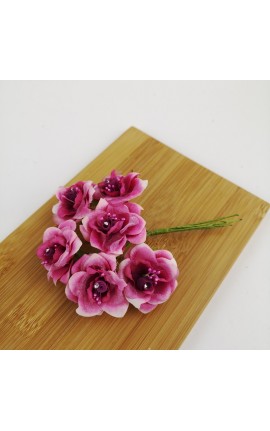 Mazzetto da 6 Rose Fucsia con Puntoluce Accessorio Decorativo
