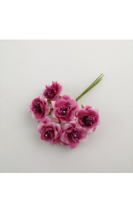 Mazzetto da 6 Rose Fucsia con Puntoluce Accessorio Decorativo