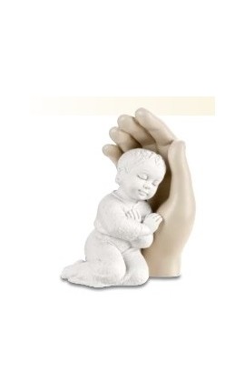 Mano Bimbo in Ceramica Bianco-Nocciola h.10,5 cm