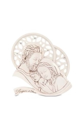 Icona Sacra Famiglia Augurio Beige 15X17 cm
