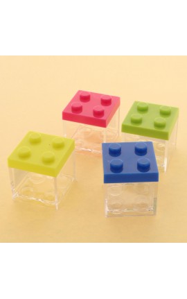 12 Pezzi - Cubo Box Trasparente Coperchio Mattoncino Lego in Plexiglass 4 Ass.