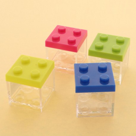 12 Pezzi - Cubo Box Trasparente Coperchio Mattoncino Lego in Plexiglass 4 Ass.