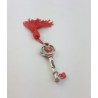 Chiave Resina Smaltata Argento Con Strass e Nappina