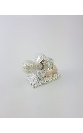 Ciuccio Resina Smaltato Argento Rosa