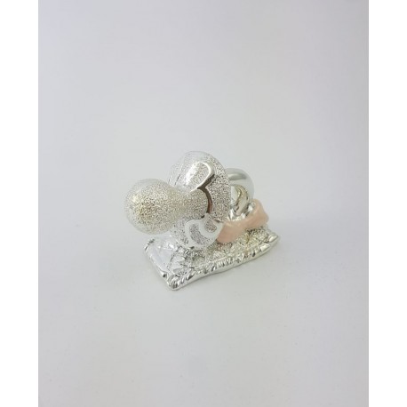 Ciuccio Resina Smaltato Argento Rosa