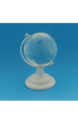 Bomboniera Globo con Sfera in Vetro Satinato e Supporto in Metallo Laccato Bianco