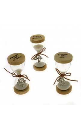 Classidra artistica in Vetro e Legno con Albero della Vita h.13,5 cm con Box 3 Ass