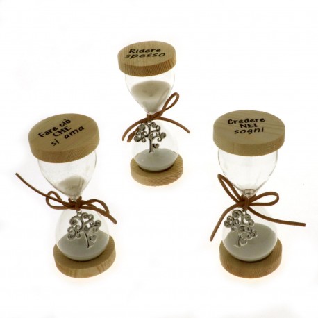 Classidra artistica in Vetro e Legno con Albero della Vita h.13,5 cm con Box 3 Ass