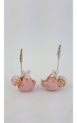 Bomboniera Clip Fagotto in Resina Colorata Rosa