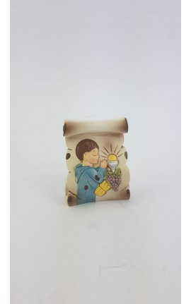 Pergamena Comunione Bimba/Bimbo in Resina Colorata Rosa/Azzurro