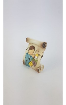 Pergamena Comunione Bimba/Bimbo in Resina Colorata Rosa/Azzurro