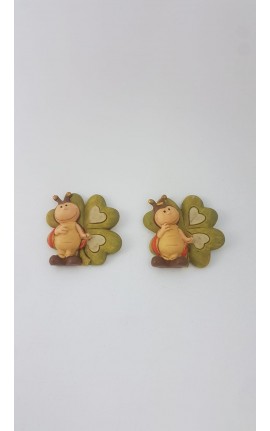 Coccinella Quadrifoglio in Resina Colorata Con Magnete