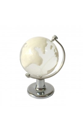 Mappamondo Bianco in Vetro Cristallino h.8