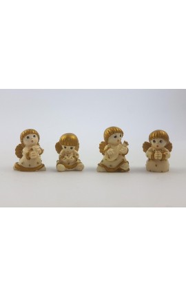 "Carezze e Coccole" Angelo in Resina Colorata Panna e Oro 4 Ass.