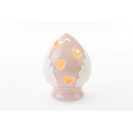Bomboniera Battesimo Nascita Pomo Pumo Porcellana Led Rosa