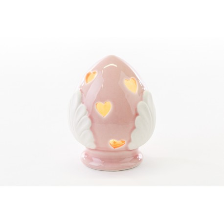 Bomboniera Battesimo Nascita Pomo Pumo Porcellana Led Rosa