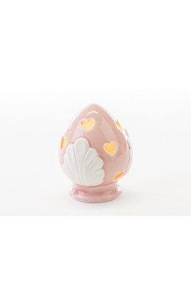 Bomboniera Battesimo Nascita Pomo Pumo Porcellana Led Rosa