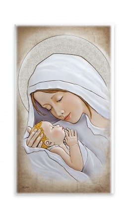 Quadro Capezzale Icona Madonna Con Bambino Su Legno EGAN
