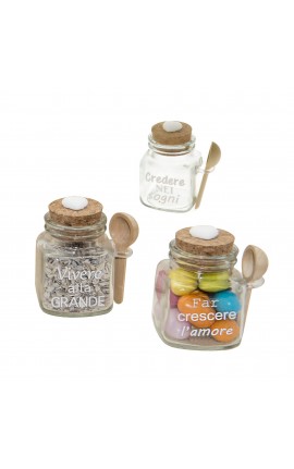 Bomboniera Matrimonio Nascita Compleanno Barattolo Barattolino in Vetro Sognare 3 Assortiti