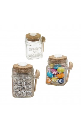 Bomboniera Matrimonio Nascita Compleanno Barattolo Barattolino in Vetro Sognare 3 Assortiti