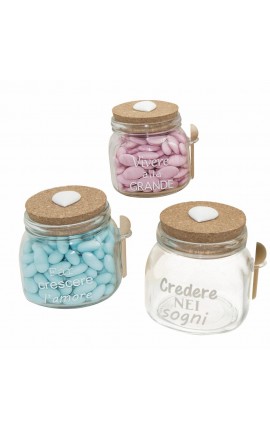 Bomboniera Battesimo Nascita Compleanno Barattolo Barattolino in Vetro Sognare 3 Assortiti