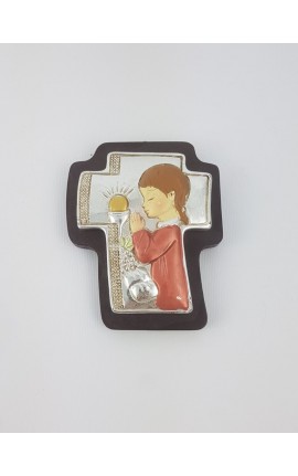 Croce Con Applicazione In Resina Argento Bimba Comunione