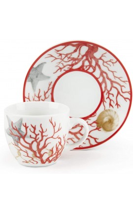 Excelsa Foliage Set 6 Tazzine caffè con Piattino Porcellana