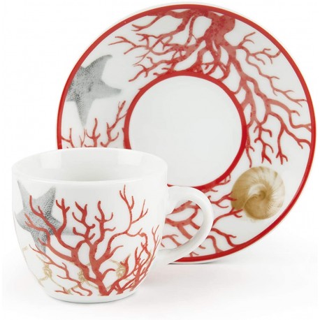 Excelsa Foliage Set 6 Tazzine caffè con Piattino Porcellana