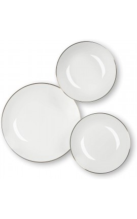 Excelsa Gold Servizio Piatti 18 Pezzi, Porcellana, Bianco con Bordo Oro