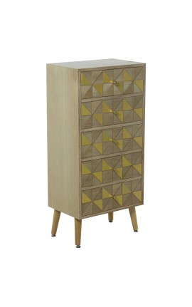 Cassettiera 5 Scomparti Legno Pawlonia e Pino 45x30x98 Cm Camacho