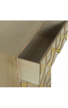 Cassettiera 5 Scomparti Legno Pawlonia e Pino 45x30x98 Cm Camacho