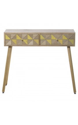 Tavolo Consolle Da Ingresso In Legno 2 Cassetti Paulownia e Pino 89x30x78 CM Camacho